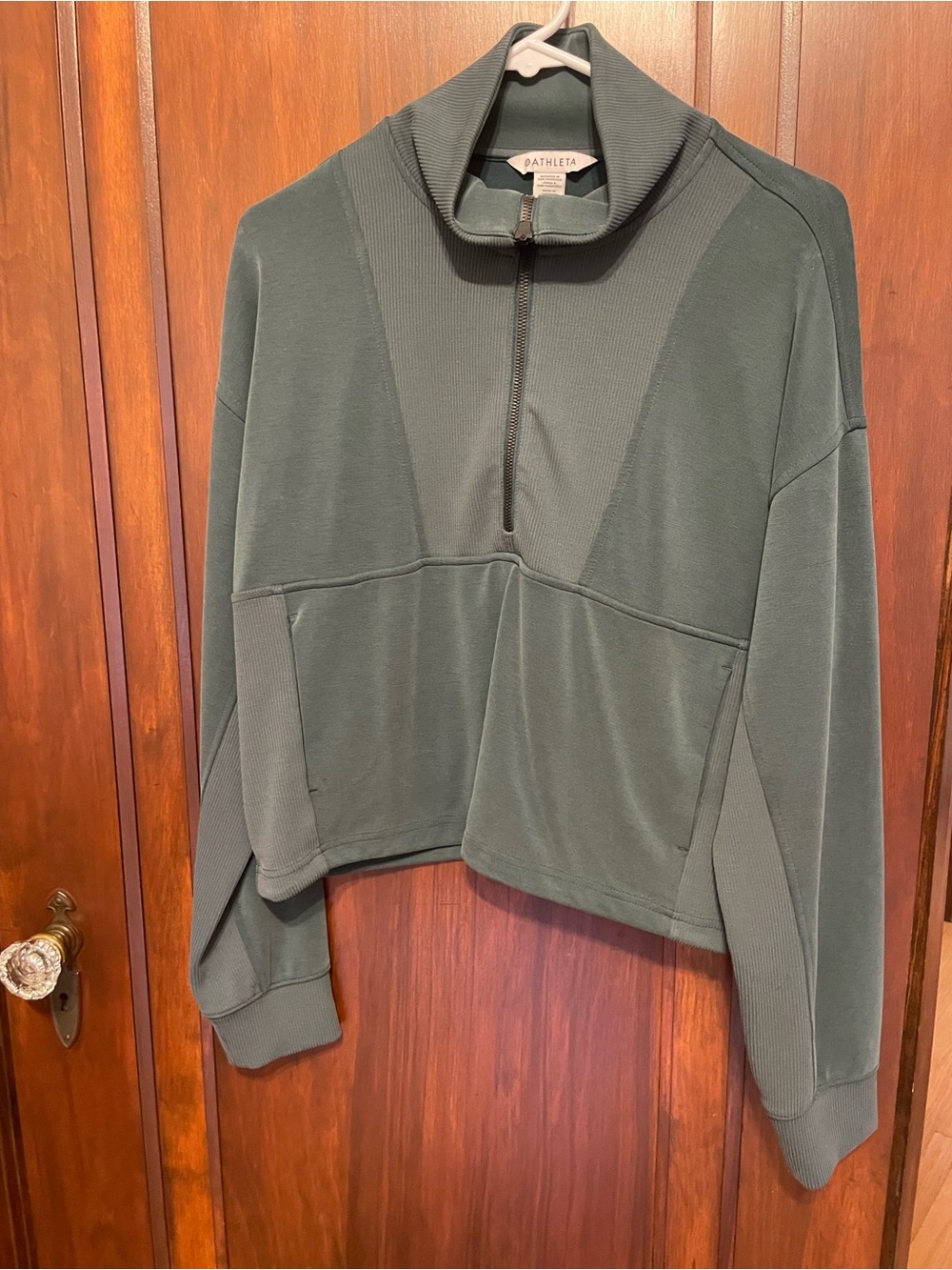 Athleta Forest Green Half-Zip Cropped Pullover
